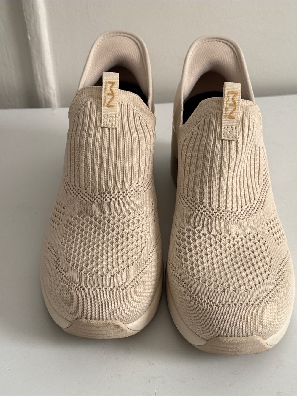 Skechers Cream Slip-On Knit Sneakers - Picture 2 of 11